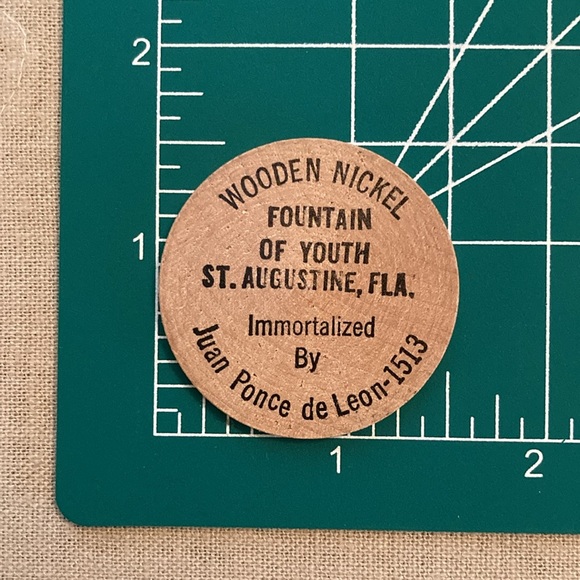 Vintage Wooden Nickel Fountain Of Youth St. Augustine Florida - Picture 4 of 4